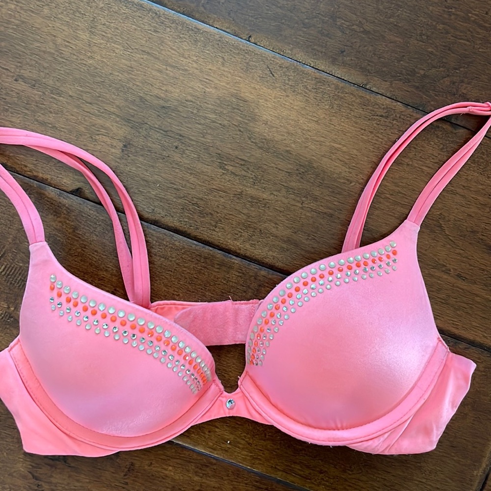 Victoria’s Secret coral bling push-up bra 32a